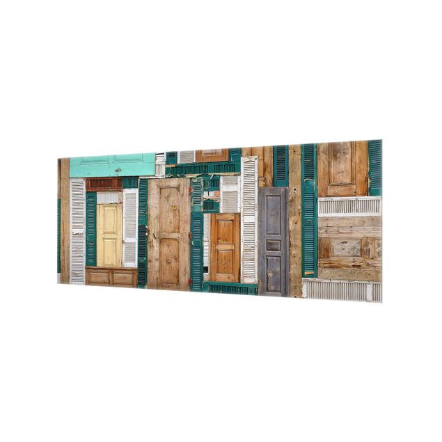 Glasrückwand Küche Holzoptik The Doors
