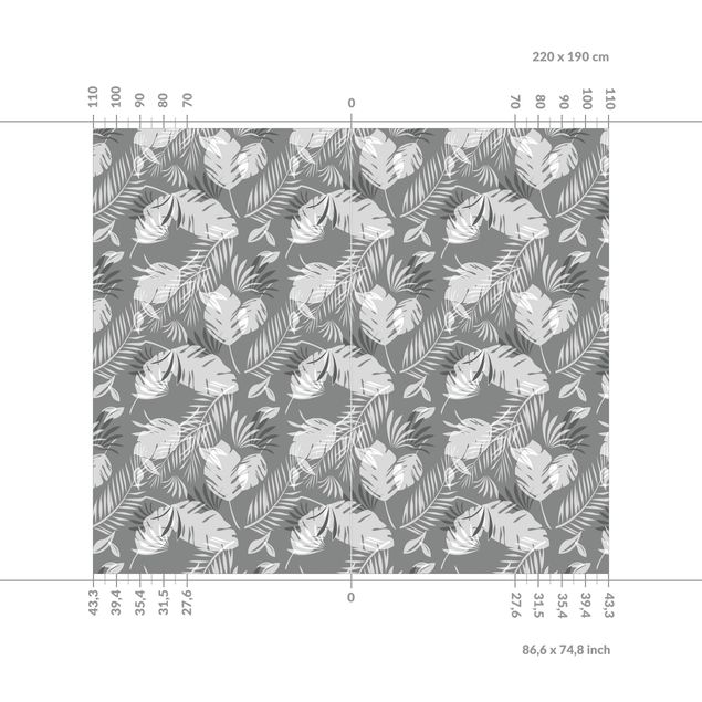 Pattern Design Tropisches Silhouetten Muster in Grau