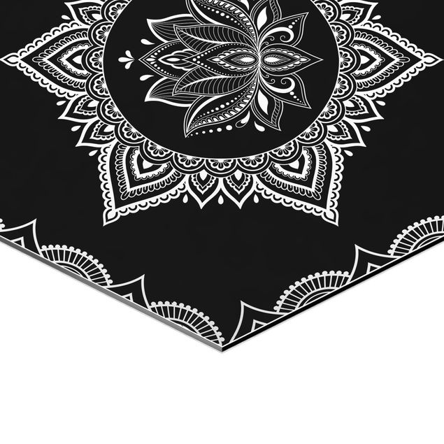 Wanddeko über Sofa Lotus OM Illustration Set Schwarz