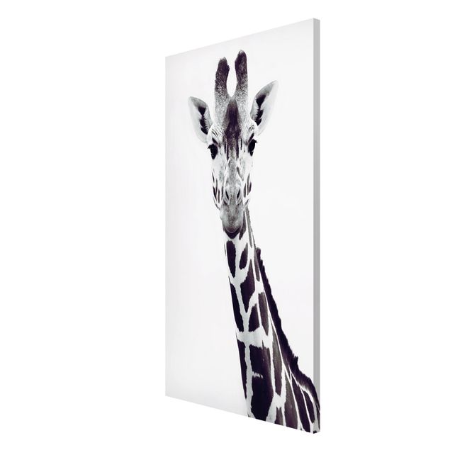 Wanddeko Esszimmer Giraffen Portrait in Schwarz-weiß