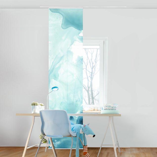 Wanddeko Wohnzimmer Emulsion in weiß und türkis I
