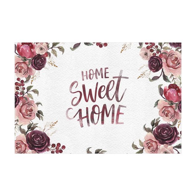 Wanddeko rot Home Sweet Home Aquarell auf Papier