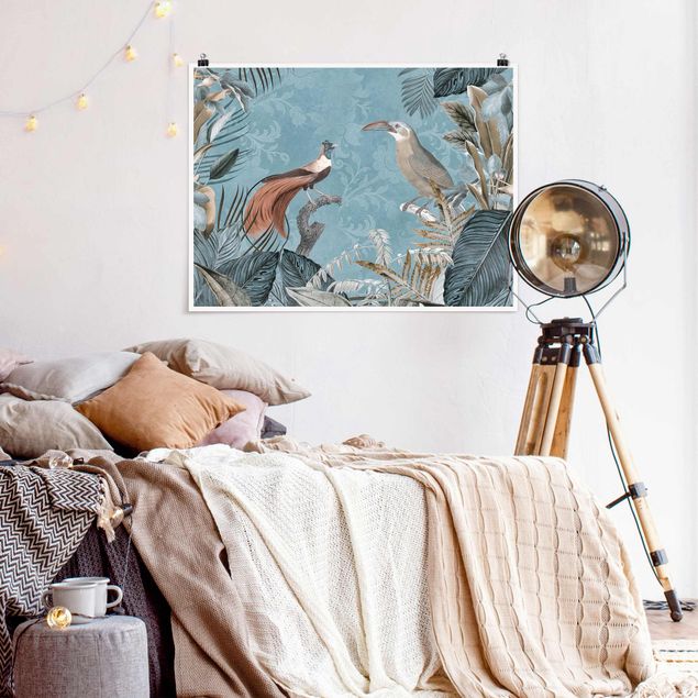 Wanddeko Esszimmer Vintage Collage - Paradiesvögel