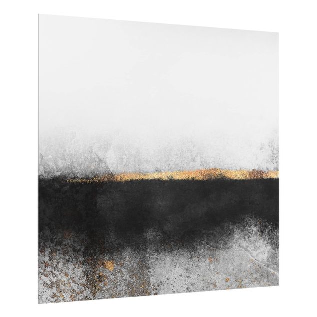 Wohndeko Abstrakt Abstrakter Goldener Horizont Schwarz Weiß