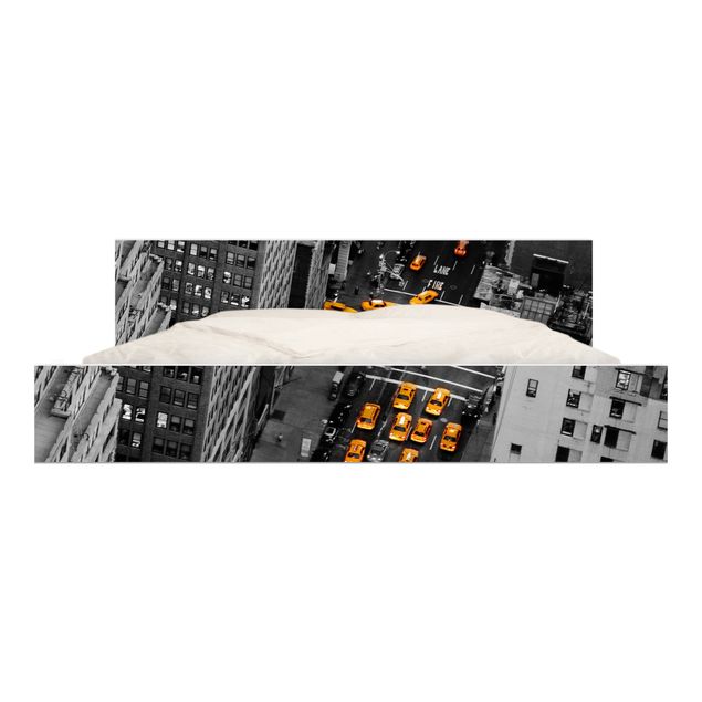 Wanddeko schwarz-weiß Taxilichter Manhattan