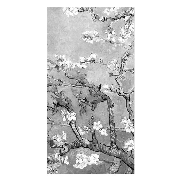 Wanddeko grau Vincent van Gogh - Mandelblüte Schwarz-Weiß