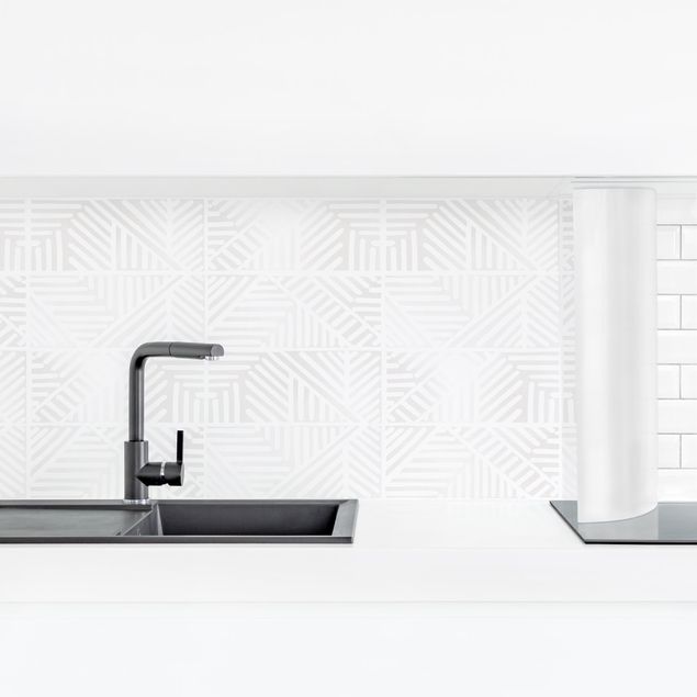 Küchenrückwand Folie Linienmuster Stempel in Weiß