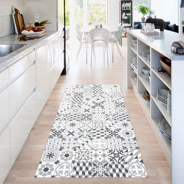 Wanddeko Küche Geometrischer Fliesenmix Grau
