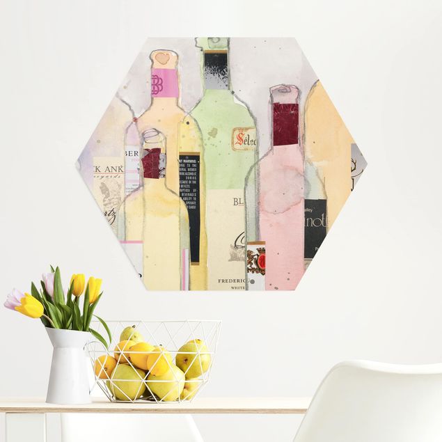 Wanddeko Küche Weinflaschen in Wasserfarbe I