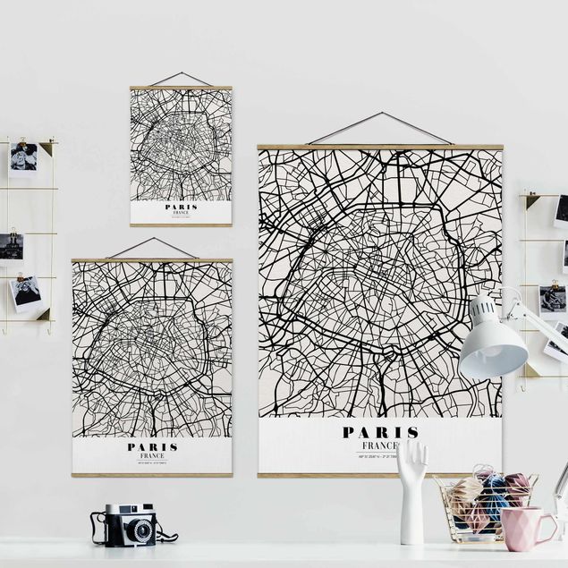 Wanddeko Büro Stadtplan Paris - Klassik