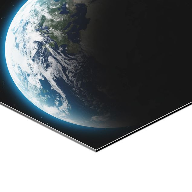Wanddeko über Bett Illuminated Planet Earth