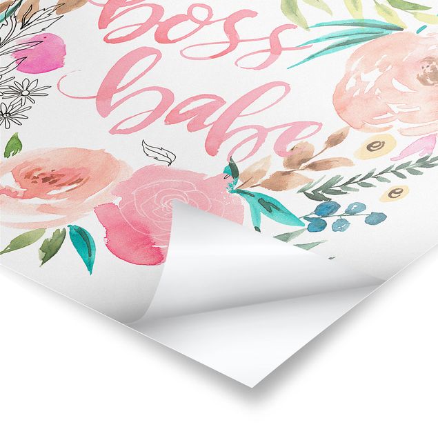 Wanddeko Malerei Rosa Blüten - Boss Babe