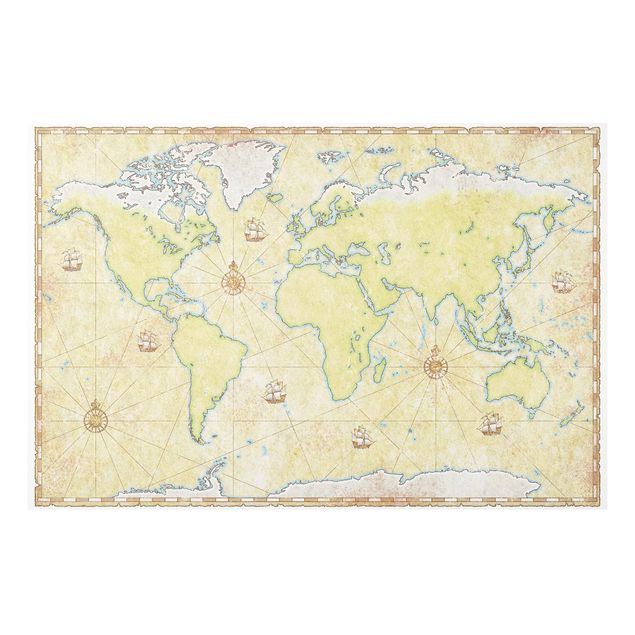 Wanddeko grün World Map