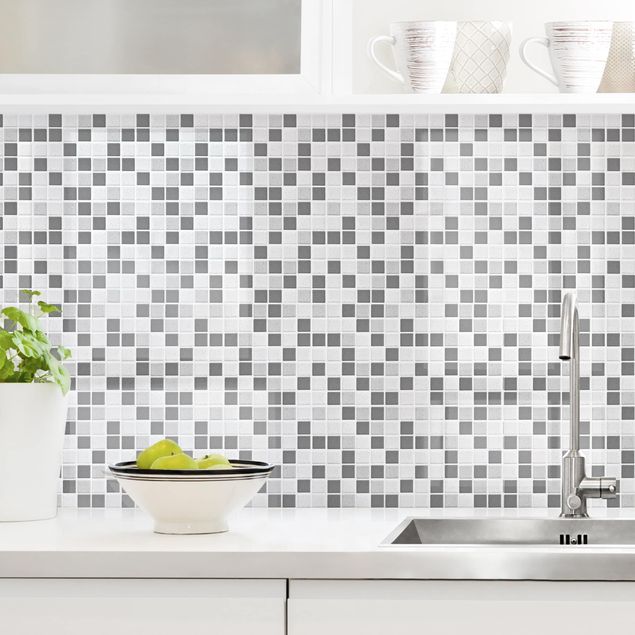 Küchen Deko Mosaikfliesen Grau
