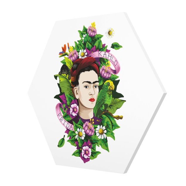 Wandbilder Schmetterlinge Frida Kahlo - Frida, Äffchen und Papagei