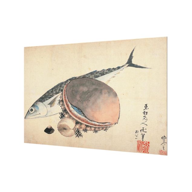 Wohndeko Malerei Katsushika Hokusai - Makrele und Seemuscheln