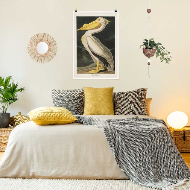 Wanddeko Schlafzimmer Vintage Lehrtafel Weißer Pelikan