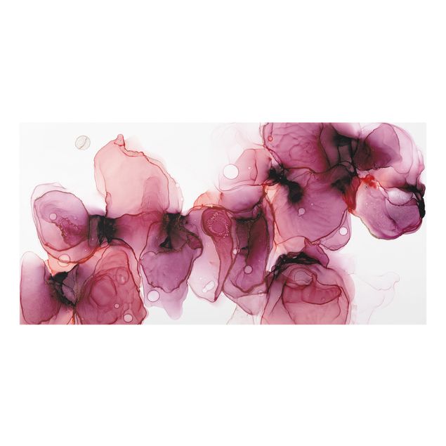Wanddeko Aquarell Wilde Blüten in Violett und Gold