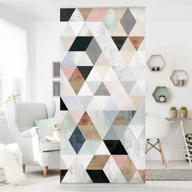 Wanddeko Schlafzimmer Aquarell-Mosaik mit Dreiecken I