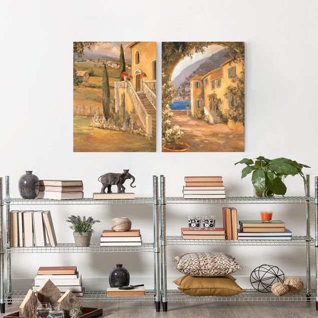 Wanddeko Wohnzimmer Italienische Landschaft Set I