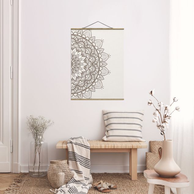 Wanddeko Schlafzimmer Mandala Illustration shabby beige weiß