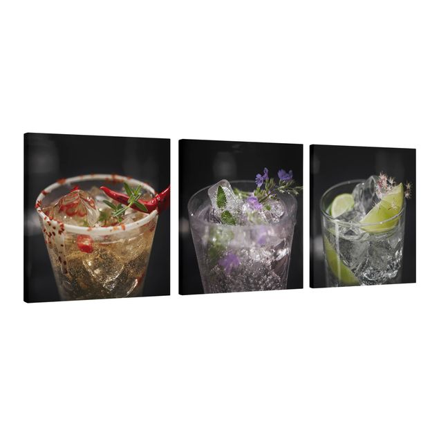 Wandbilder Modern Drinks mit Eiswürfel Nahaufnahme