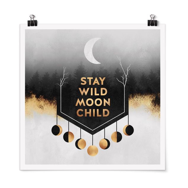 Wanddeko gold Stay Wild Moon Child