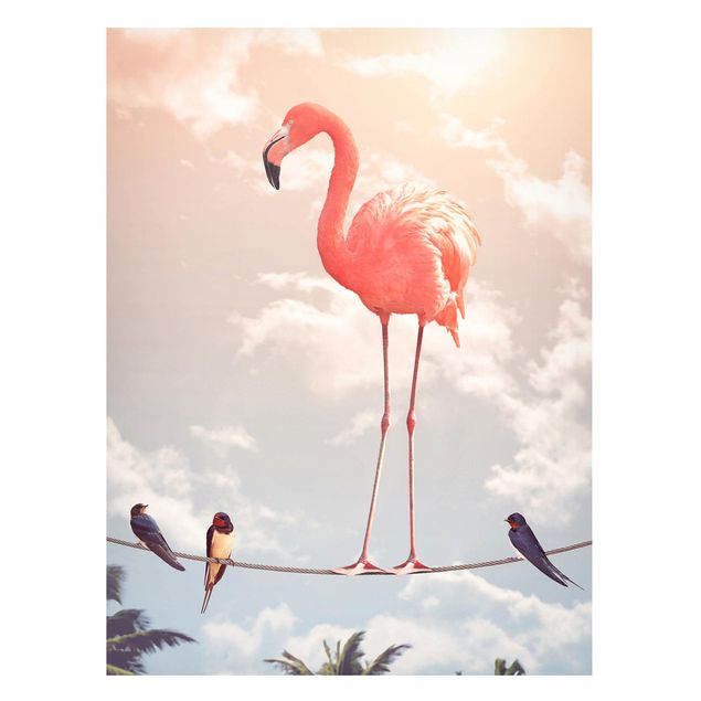 Wanddeko Esszimmer Himmel mit Flamingo