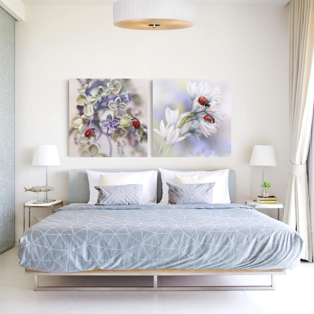 Wanddeko Schlafzimmer Marienkäfer auf Blüten
