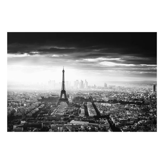Wanddeko schwarz-weiß Der Eiffelturm von Oben Schwarz-weiß