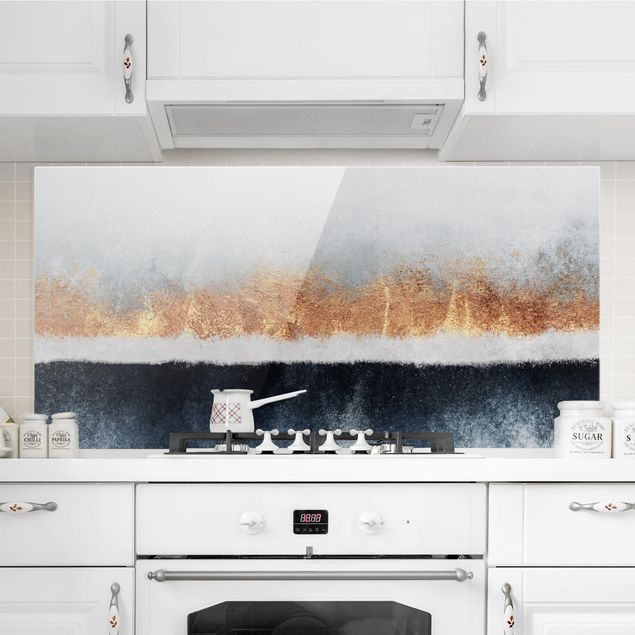 Küche Dekoration Goldener Horizont Aquarell