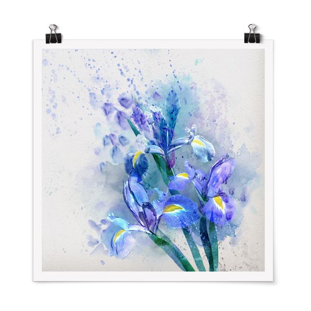 Deko Blume Aquarell Blumen Iris
