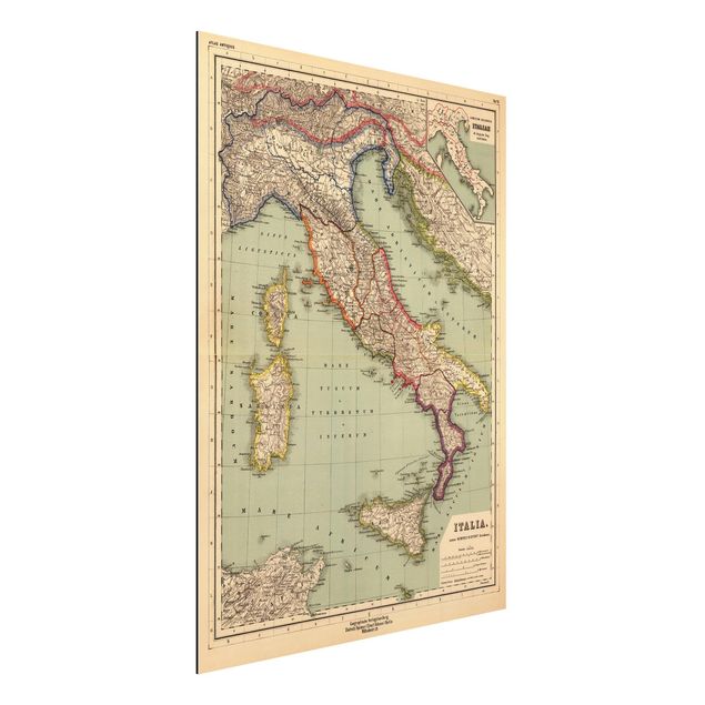 Wanddeko bunt Vintage Landkarte Italien