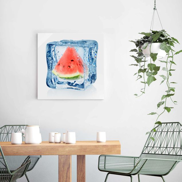 Wanddeko Esszimmer Melone im Eiswürfel