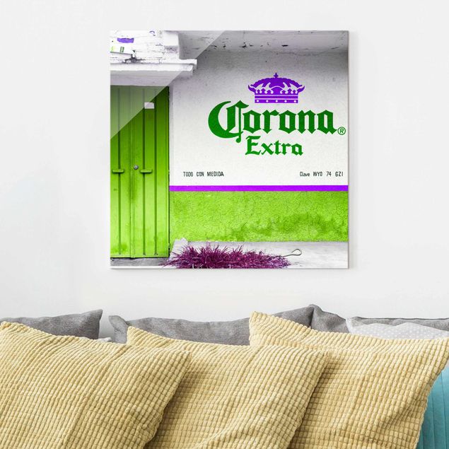 Wanddeko über Bett Corona Extra Grün