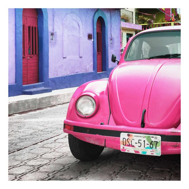 Wanddeko Flur Pink VW Beetle