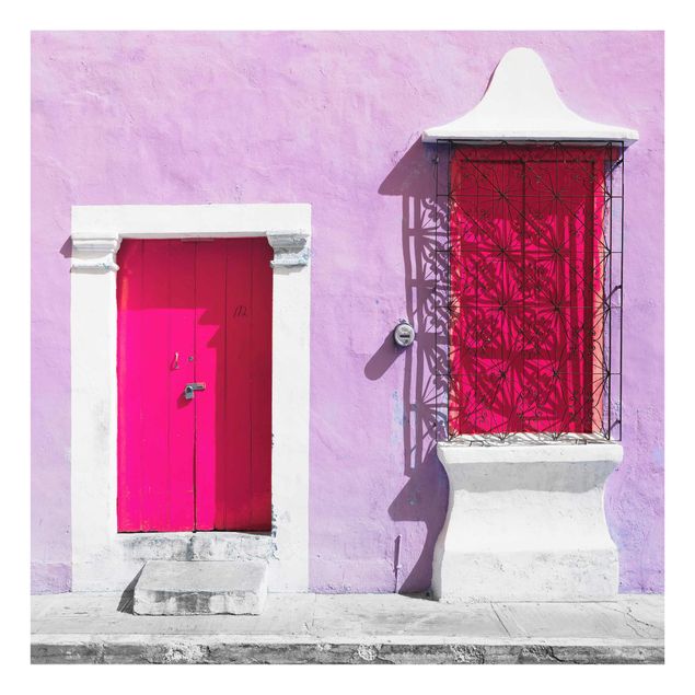 Wanddeko Flur Rosa Fassade Pinke Tür