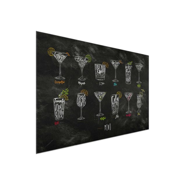 Wanddeko schwarz-weiß Cocktail Menu