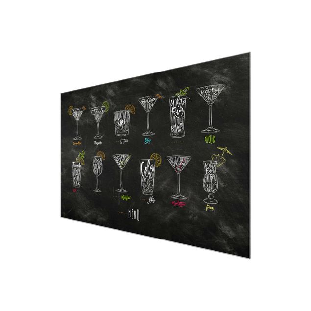 Glasbilder mit Sprüchen Cocktail Menu