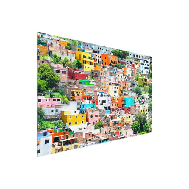 Wanddeko bunt Farbige Häuserfront Guanajuato