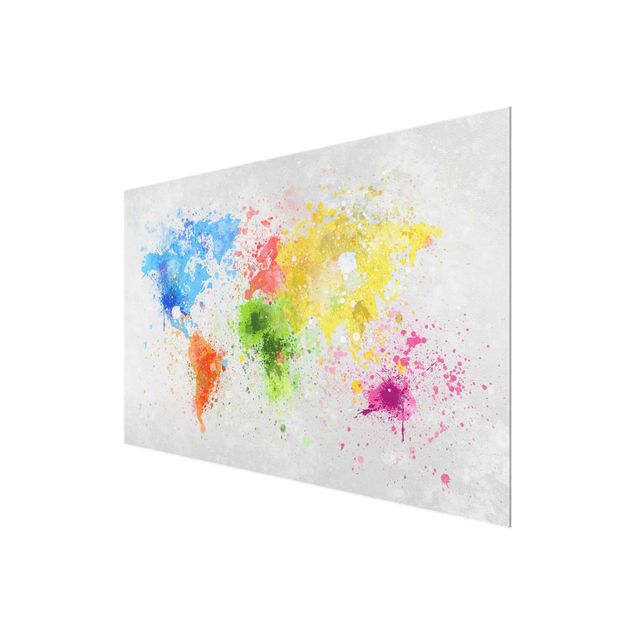 Wanddeko Jugendzimmer Bunte Farbspritzer Weltkarte