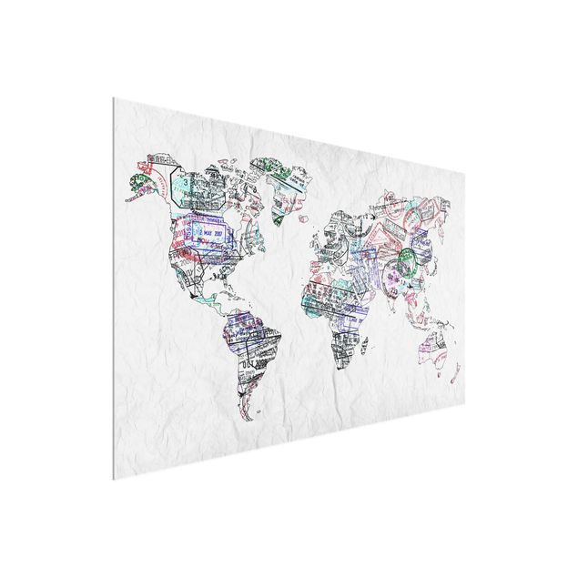 Wanddeko Büro Reisepass Stempel Weltkarte