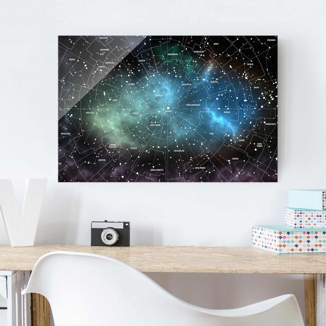 Wanddeko Flur Sternbilder Karte Galaxienebel