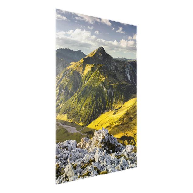Wanddeko grün Berge und Tal der Lechtaler Alpen in Tirol