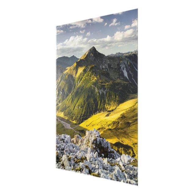 Glasbild Berg Berge und Tal der Lechtaler Alpen in Tirol