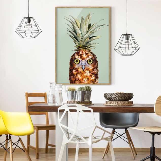 Wanddeko Esszimmer Ananas mit Eule