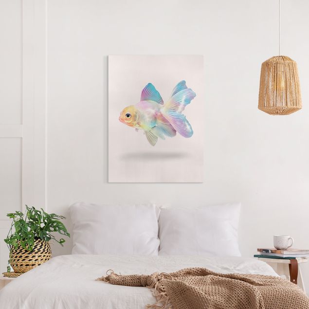 Wanddeko Wohnzimmer Fisch in Pastell