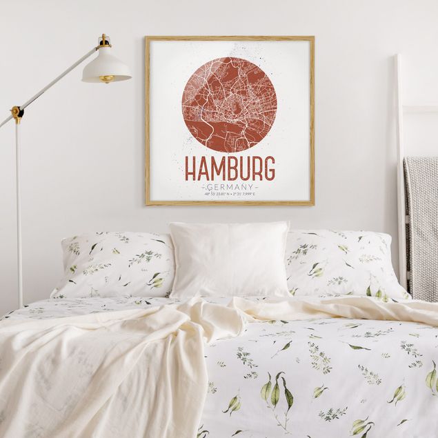 Wanddeko Schlafzimmer Stadtplan Hamburg - Retro