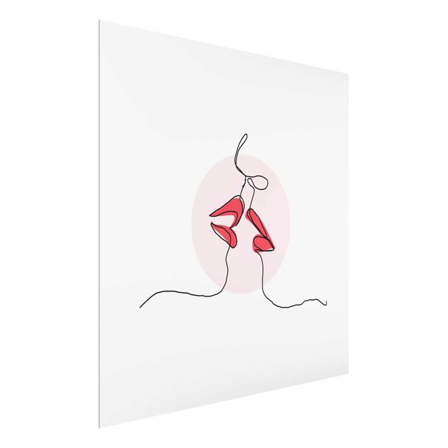 Wanddeko Schlafzimmer Lippen Kuss Line Art