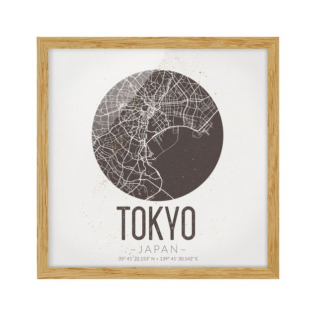 Wanddeko Schlafzimmer Stadtplan Tokyo - Retro